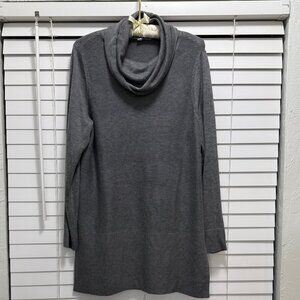 Adrienne Vittadini Women's grey cowl neck long sleeve pullover top: Size L